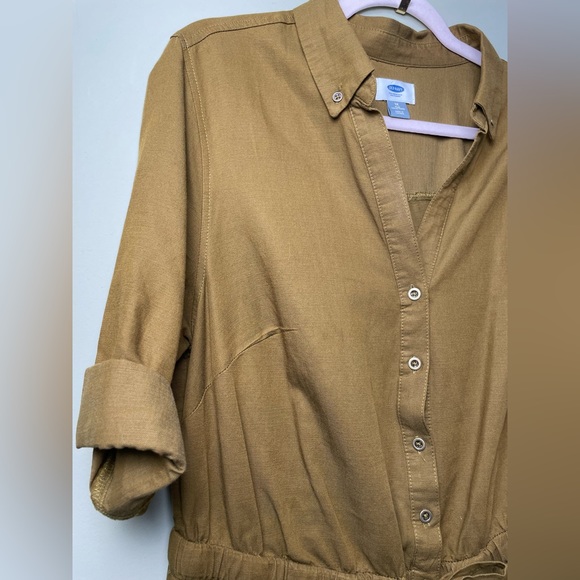 Like New Old Navy Cotton Rompe Adjustable Waist 6” Inseam Brown/Green Plus 1X - Picture 4 of 13